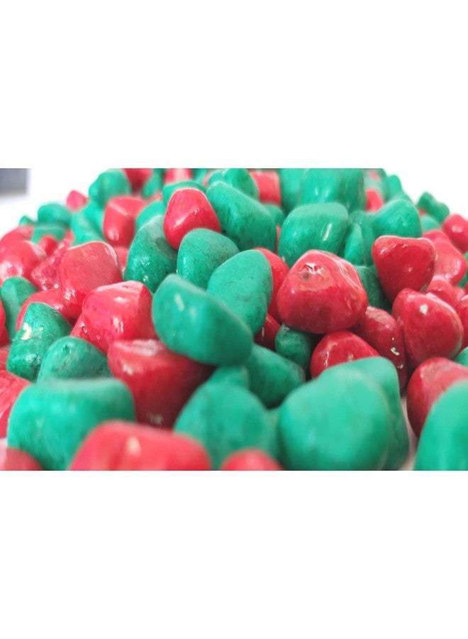 Ercole® Decorative Coloured Painted Asymmetric Marble Stone Pebbles for Vase Filler Plant Pots Aquarium Home Garden Outdoor Decoration (Red & Green, 3 Kg) - Image 3